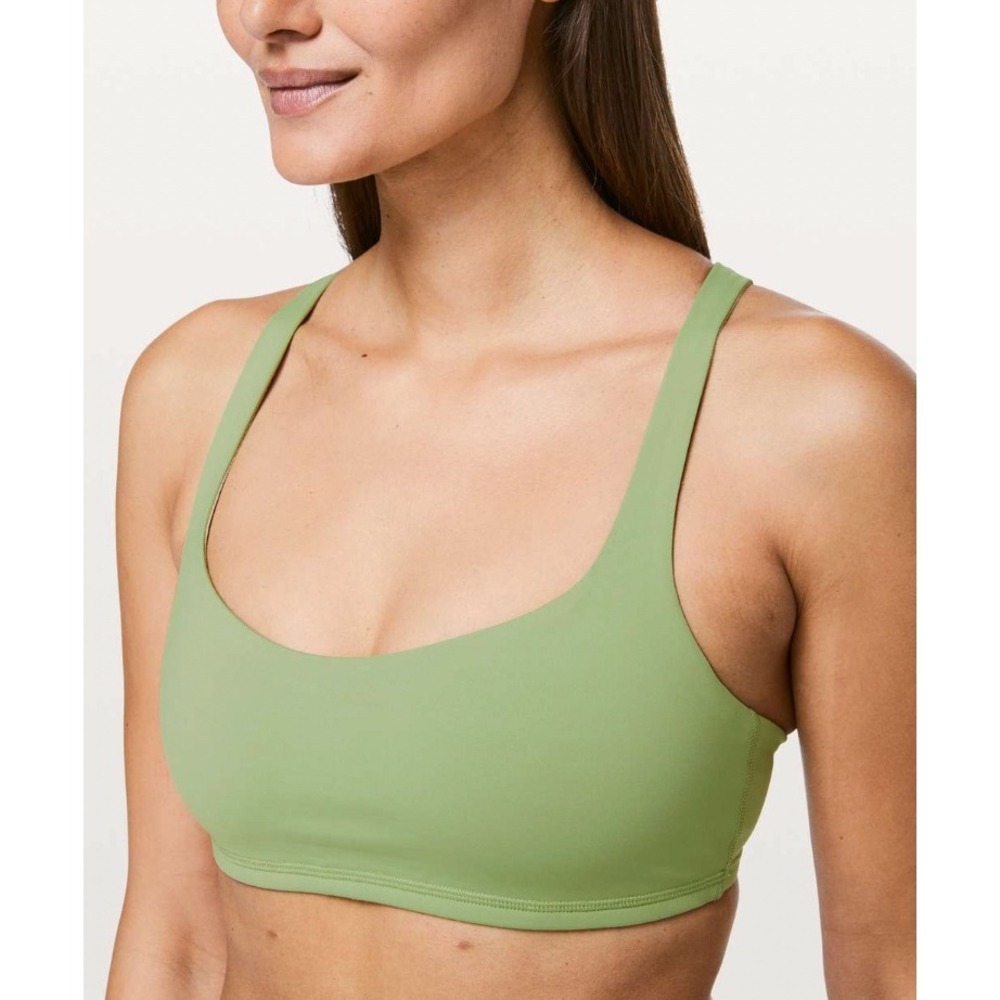 Lululemon Free To Be Wild Sports Bra Bronze Green Strappy Back Yoga Size 8